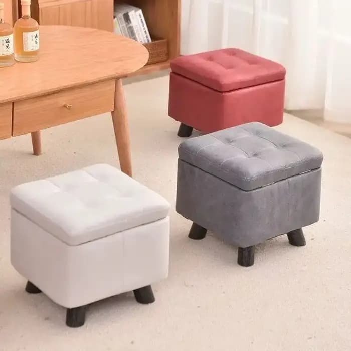 Petit tabouret, tabouret de rangement pour salon, tabouret de table basse, tabouret de canapé en boi