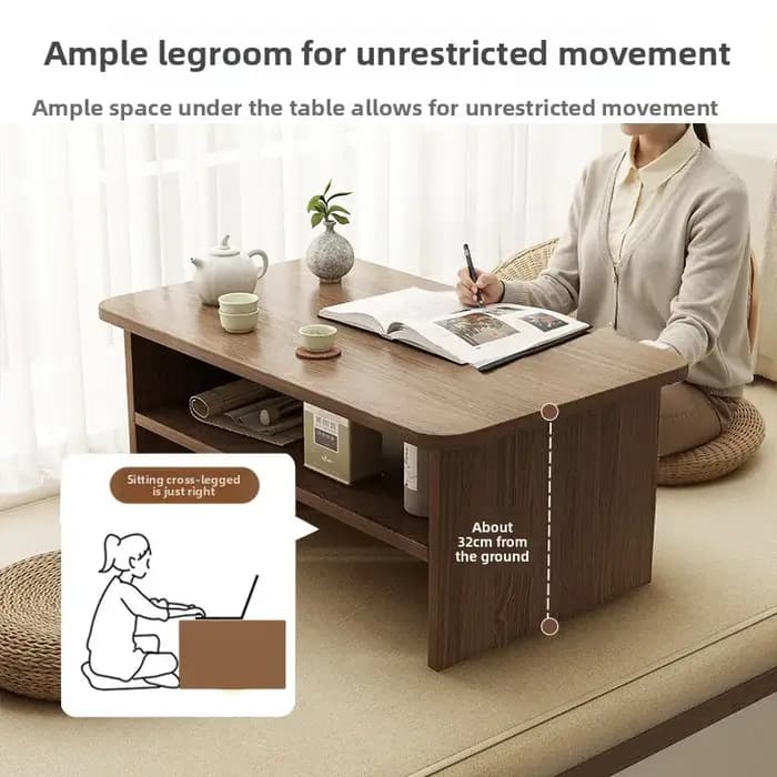 Table basse japonaise à profil bas pour baie vitrée