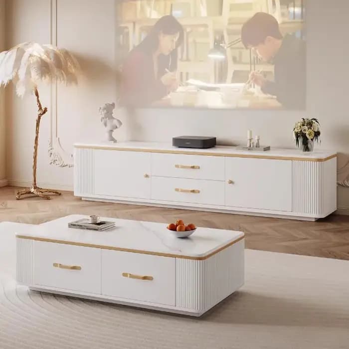 Meuble TV sur pied en bois massif