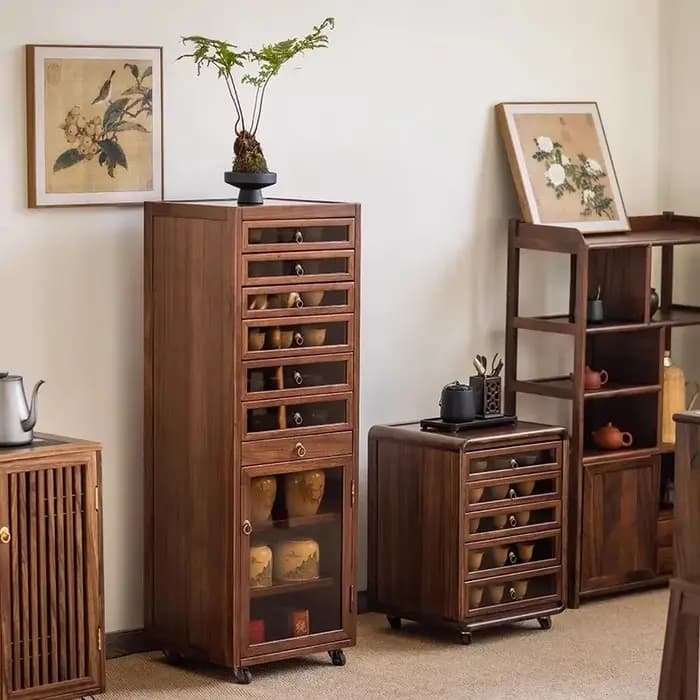 Tiroirs armoires de salon classiques affichage marron moderne rangement