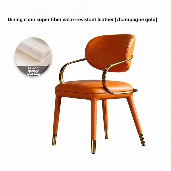 Chaise de salle à manger italienne minimaliste de luxe léger, ergonomique avec accoudoirs courbés, d