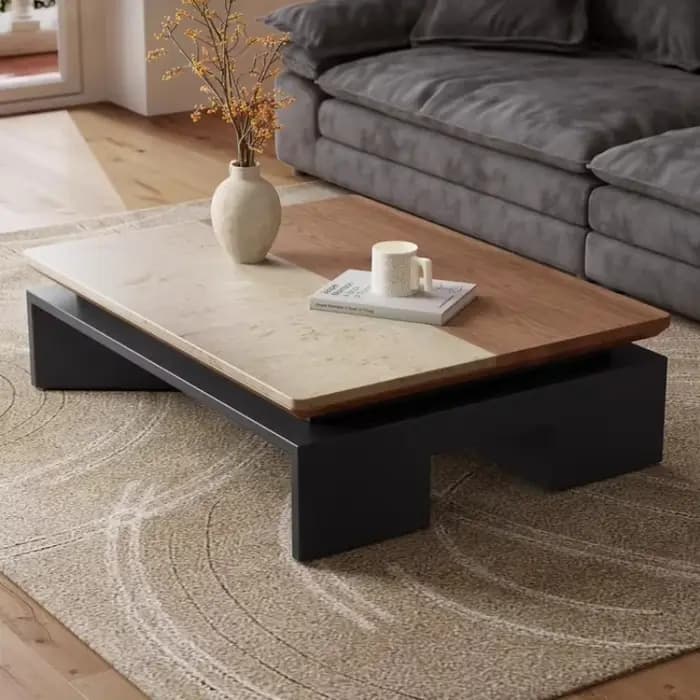 Tables basses rétro en marbre pour salon, tables basses design japonaises glamour, tables basses vin