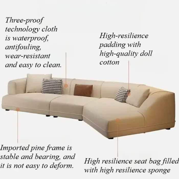Canapé de salon en tissu moelleux de luxe nordique pour adultes