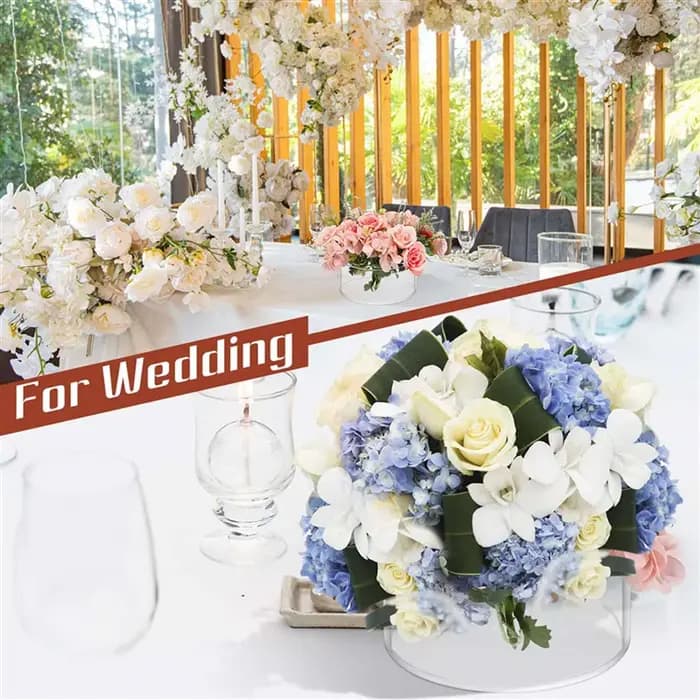 6 pièces pièce maîtresse florale en acrylique pour décorations de Table à manger Vase à fleurs rond de mariage 12 trous