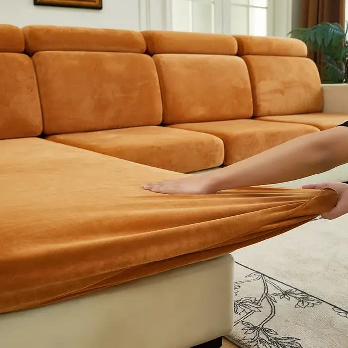 Juste de coussin de canapé en velours extensible