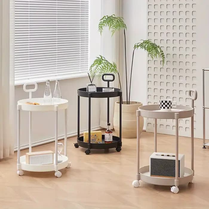 Table d'appoint élégante à 2 niveaux avec roulettes