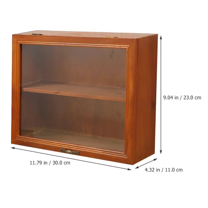 Vitrine en bois avec porte en acrylique, bureau à 2 niveaux, style vintage, petite vitrine, évalué p