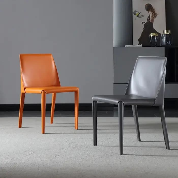 Fauteuil en cuir de dégager minimaliste italien, chaise de salle à manger nordique, chaise de restau