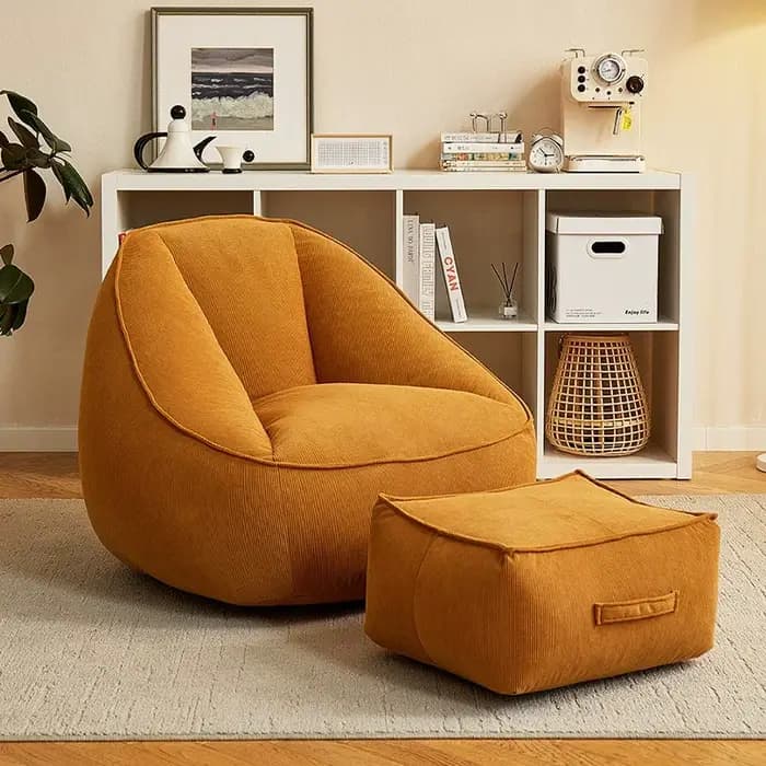 Pouf paresseux en velours côtelé