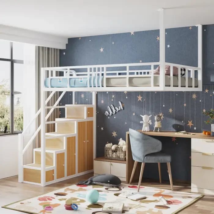 Loft multifonctionnel en fer forgé hamac peu encombrant semi-sol appartement loft surélevé étudiant