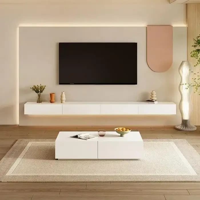 Console suspendue supports Tv flottant meuble bas miroir simplicité supports Tv Console Suporte Tv m