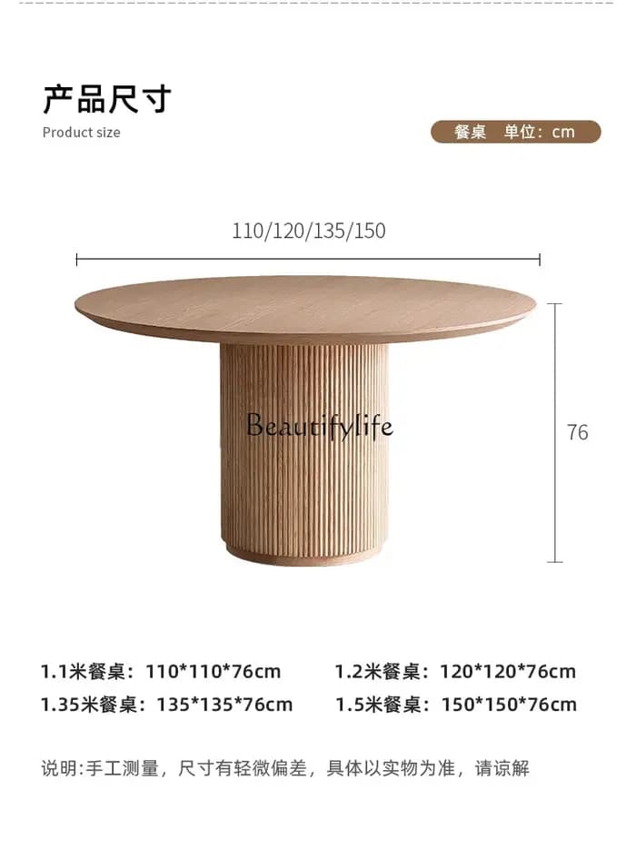 Table à manger médiévale en bois massif, design minimaliste italien, table japonaise rayée en rondin