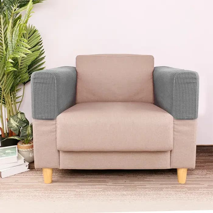 2 pièces/ensemble secouer polaire couleur unie élastique anti-poussière canapé accoudoir gant décoration