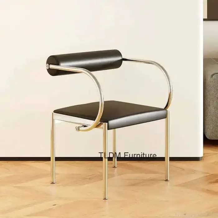 Chaise de salle à manger design style vintage en acier inoxydable, chaise de bureau, de chambre ou d