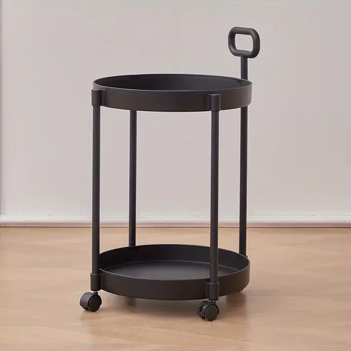 Table d'appoint élégante à 2 niveaux avec roulettes