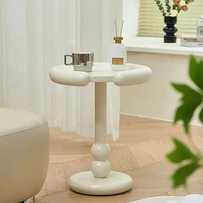 Table à thé ronde nordique Simple de couleur crème