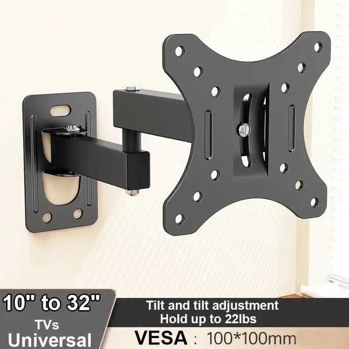 Support mural inclinable et pivotant pour téléviseur et moniteur avec bras articulé pour téléviseurs plats et incurvés de 10 à 32 pouces