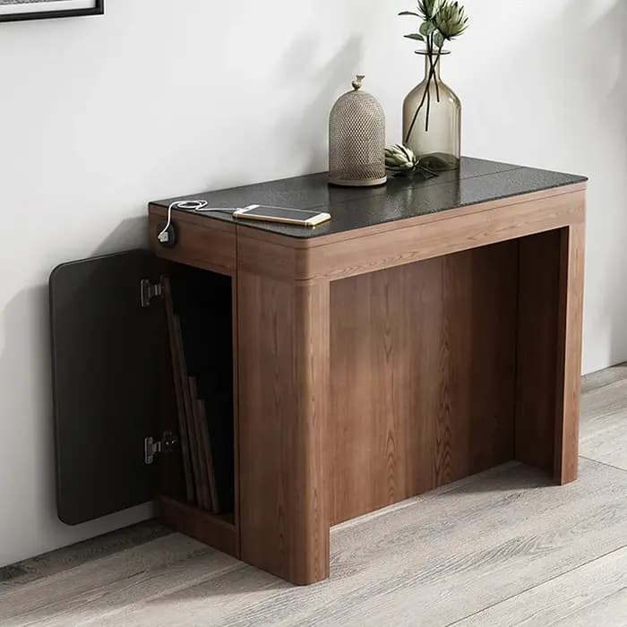 Petite Table à manger pliante en ardoise nordique, chaise à manger rétractable pour petit appartemen