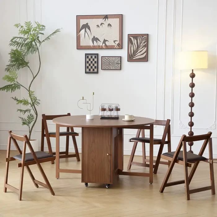 Table à manger ronde pliante multifonctionnelle avec chaises