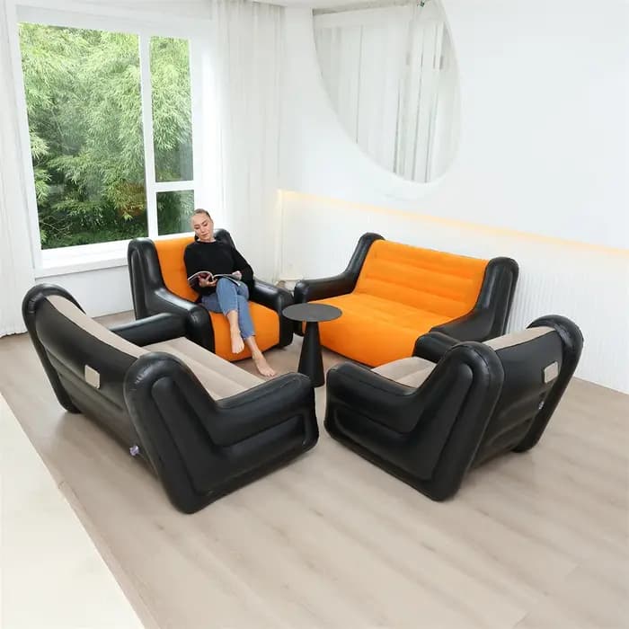 Canapé paresseux pliant, chaise longue gonflable, plis épais et durables, chaise longue de jeu compa