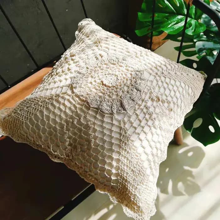Juste de coussin au crochet en coton et lin, taie d'oreiller tissée à la main, oreillers décoratifs pour canapé, carré, circulaire, 40x40cm