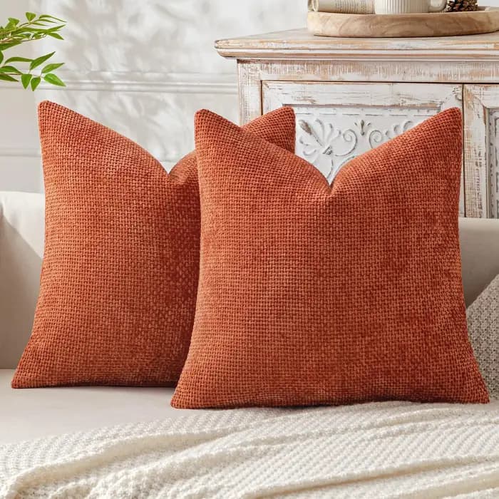 Housses de coussin décoratives en chenille douce neutres 18x18 pouces pour canapé