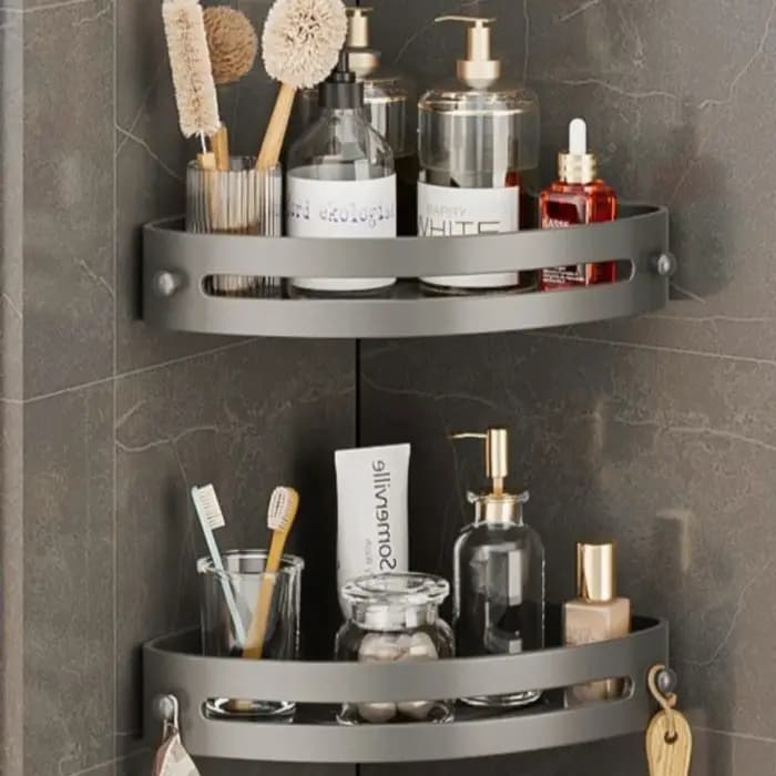 Étagère d'angle murale sans perçage, 2 pièces, support de rangement de salle de bain en ABS Durable