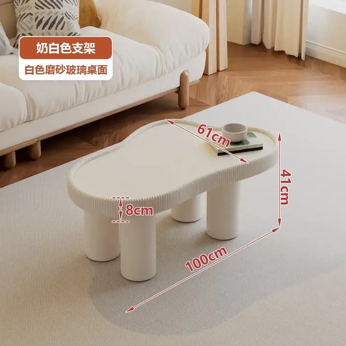 Table basse moderne en verre, style crème, design original pour salon, tables basses irrégulières, j