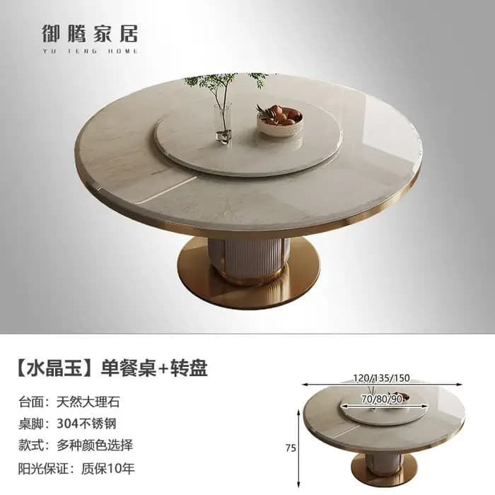 Nouvelle table à manger en marbre de luxe léger, table à manger ronde moderne haut de gamme, ensemble de 6 chaises, tables de cuisine, meubles pour la maison