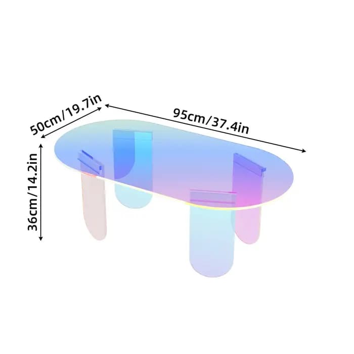 Table basse en acrylique transparent iridescent LUVODI