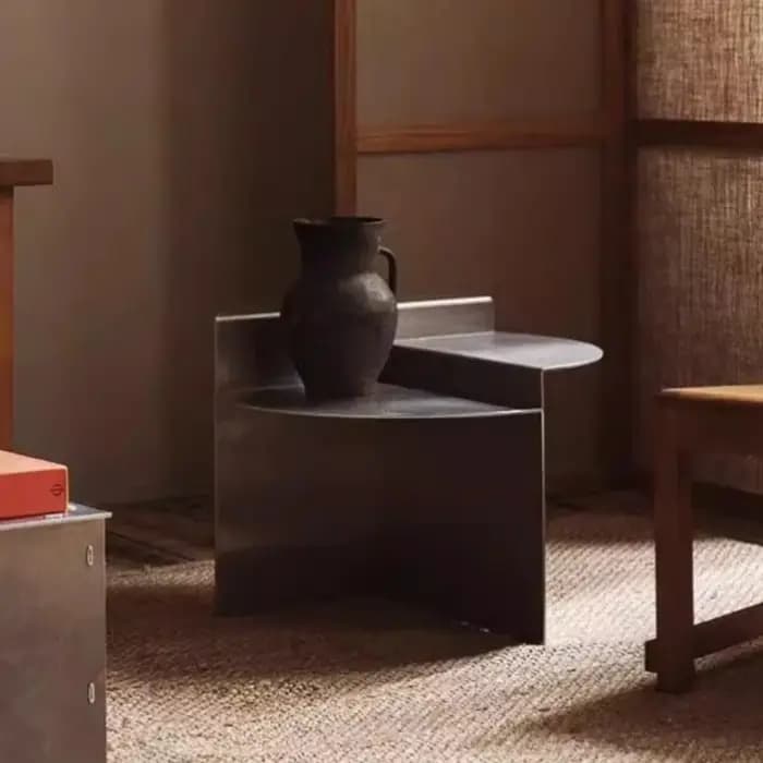 Table d'appoint minimaliste en métal pour canapé, Table basse ronde en acier inoxydable, Table d'app