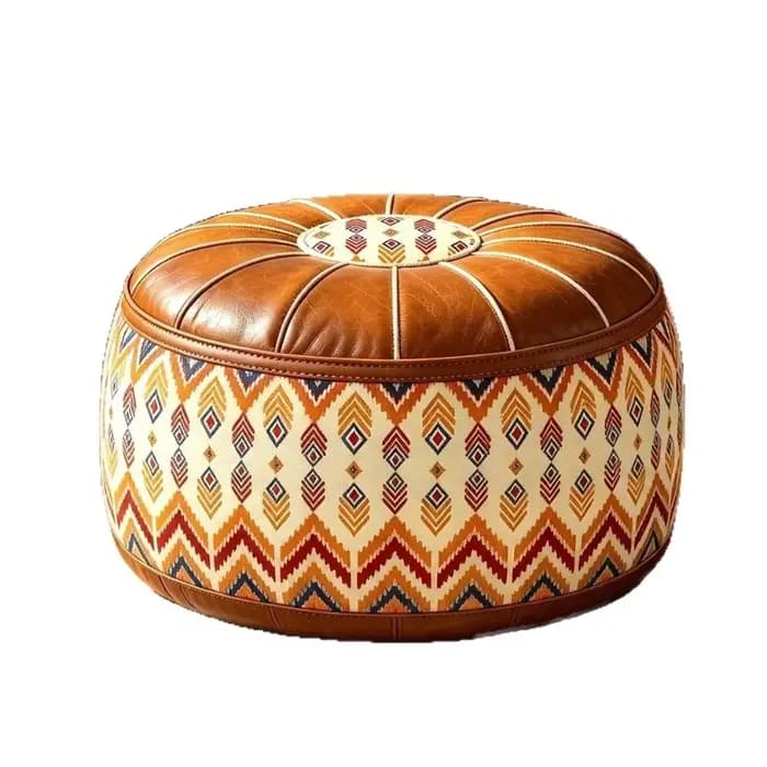 Housse de pouf de canapé de style bohème en cuir PU, pouf de rangement non rembourré, pliable, grand