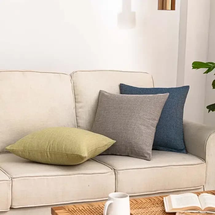 Juste de coussin de taille de canapé en lin solide