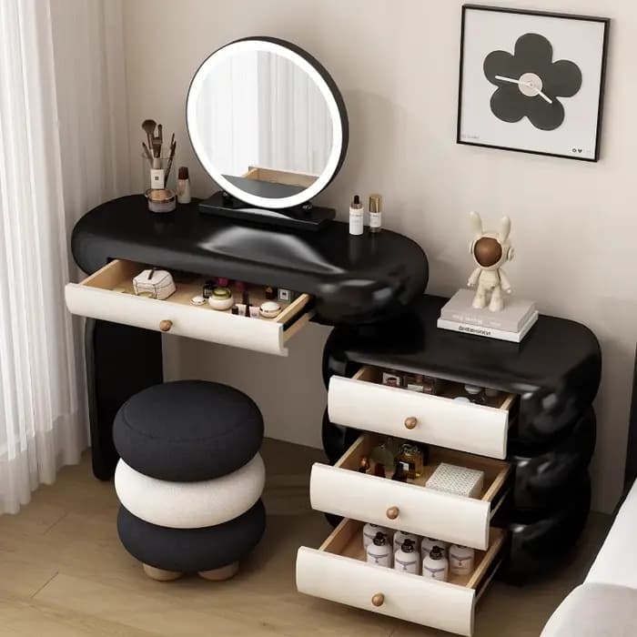 Coiffeuse de maquillage industrielle miroir dames chaises de salon modernes
