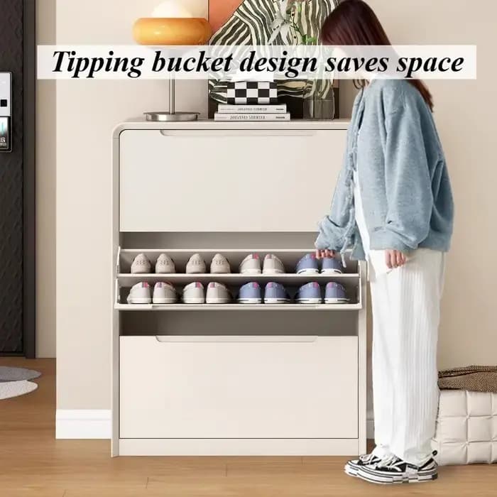 Meuble à chaussures blanc d'intérieur moderne ultra-mince pour entrée et couloir, multi-niveaux, étr