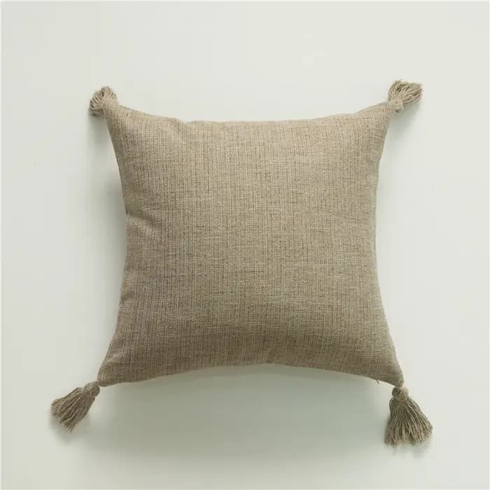 Juste de coussin en lin jaune pour canapé