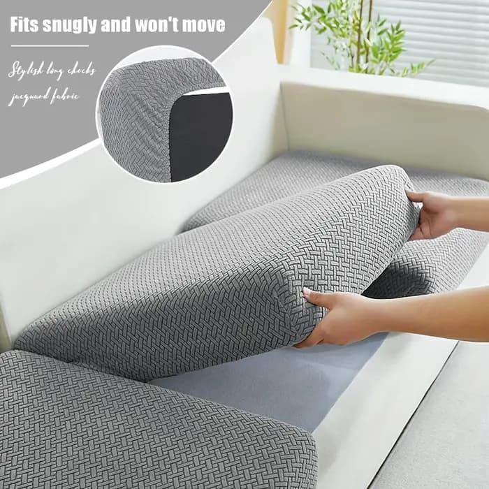 Housse de canapé jacquard premium en tissu élastique sergé uni