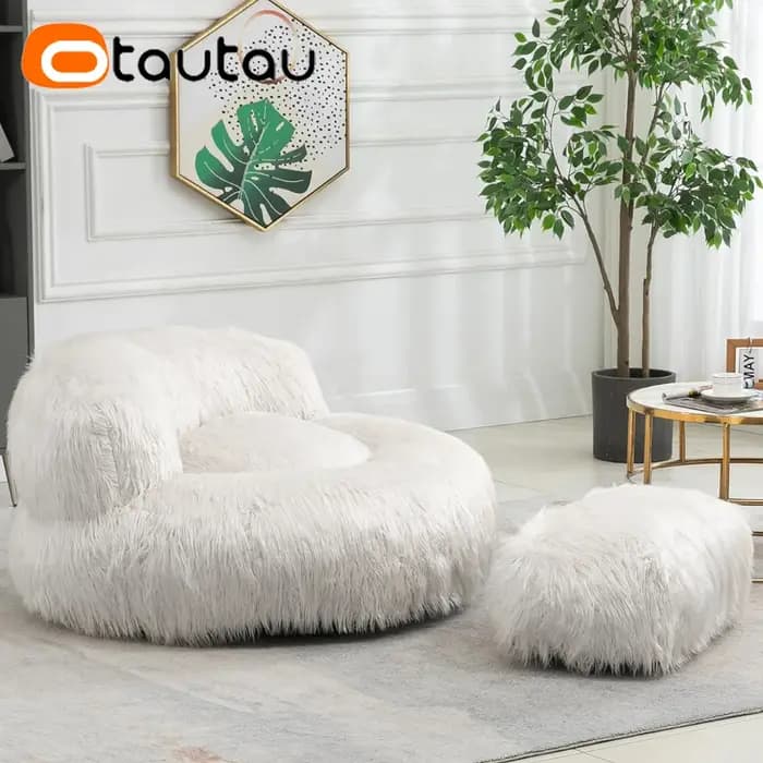 Pouf pouf en fausse fourrure pour adultes et enfants