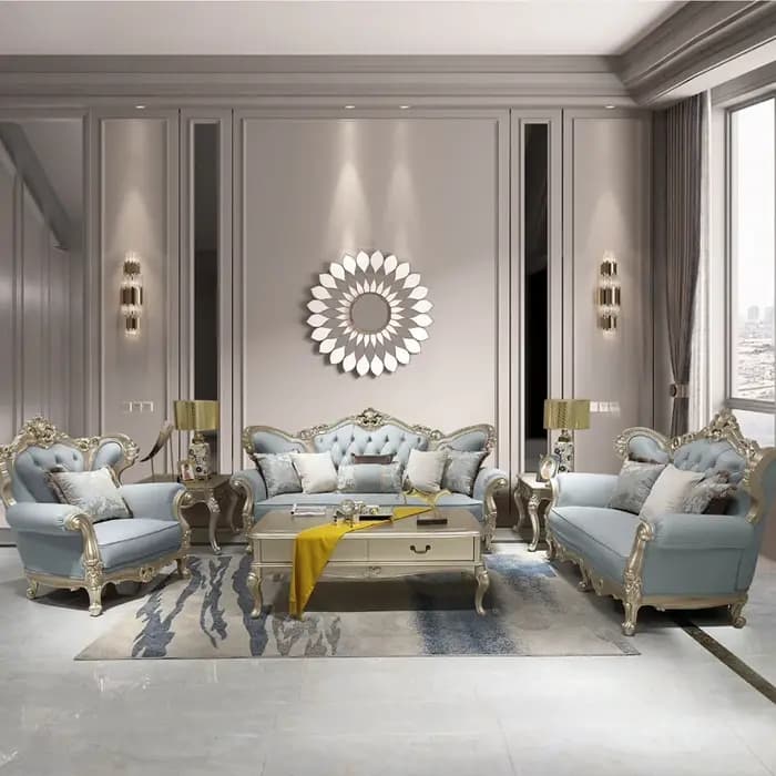Canapé de salon de luxe européen en cuir véritable