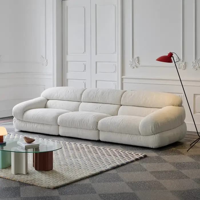 Canapé en tissu de designer vintage français pour salon