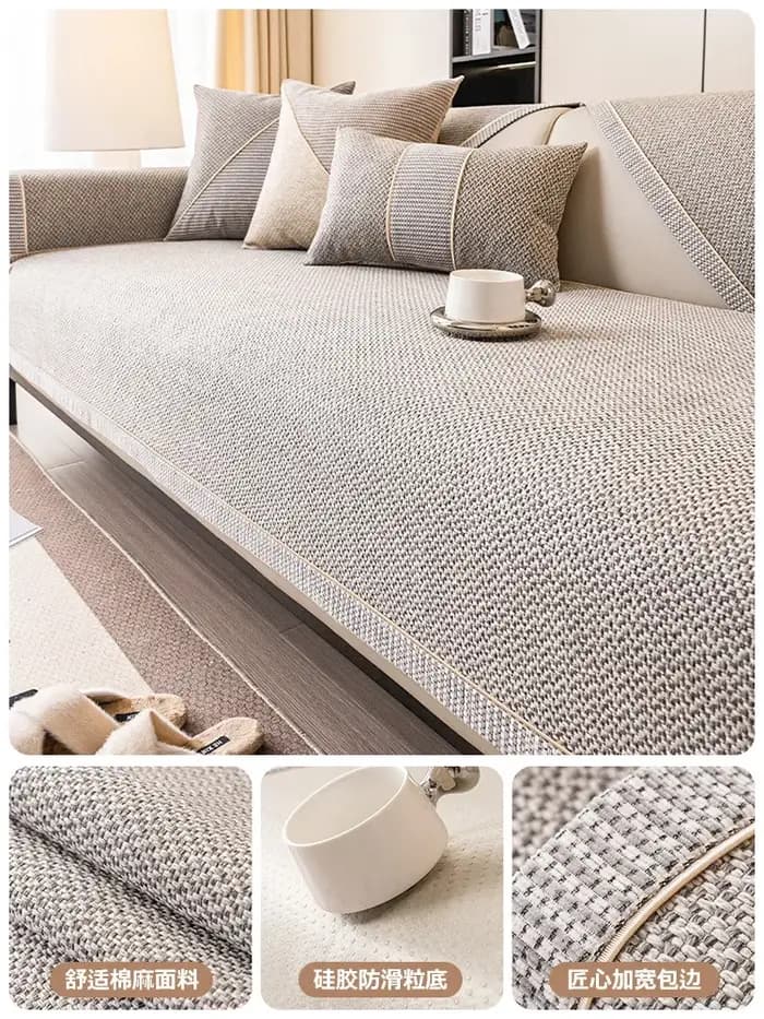 Juste de coussin de canapé en coton et lin tissé, housse de dossier, serviette de gril, universelle,