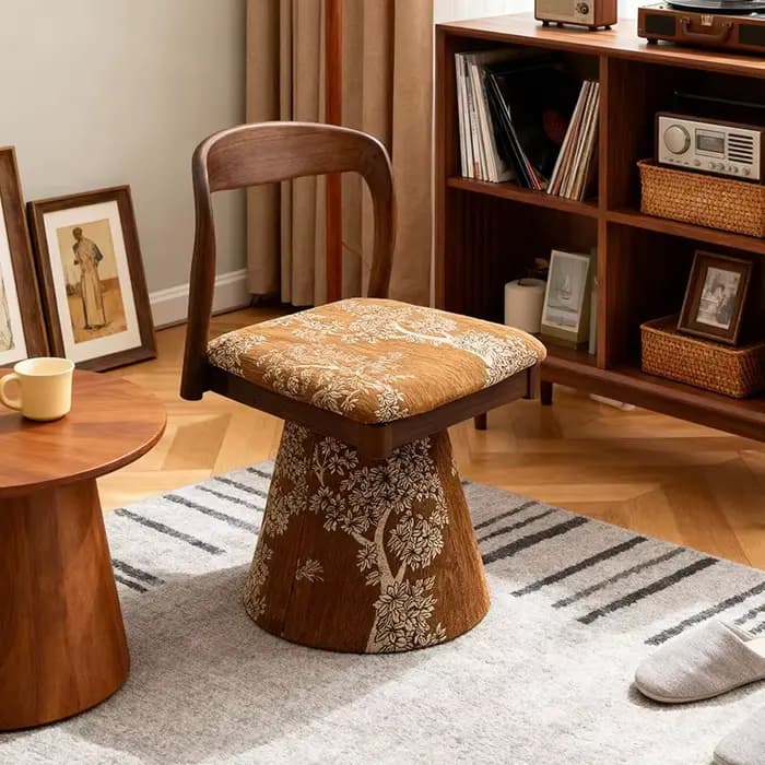 Fauteuil d'appoint moderne nordique à carreaux marron multifonctionnel pour chambre, salle à manger,