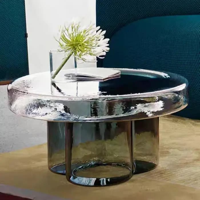  Table basse ronde en verre italien de luxe-table d'appoint centrale de salon moderne