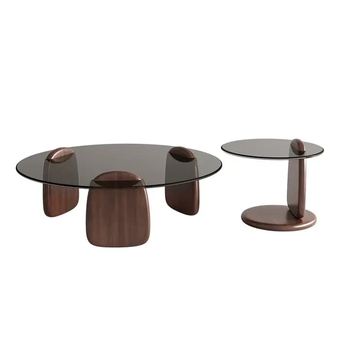 Table basse rétro avec plateau en verre
