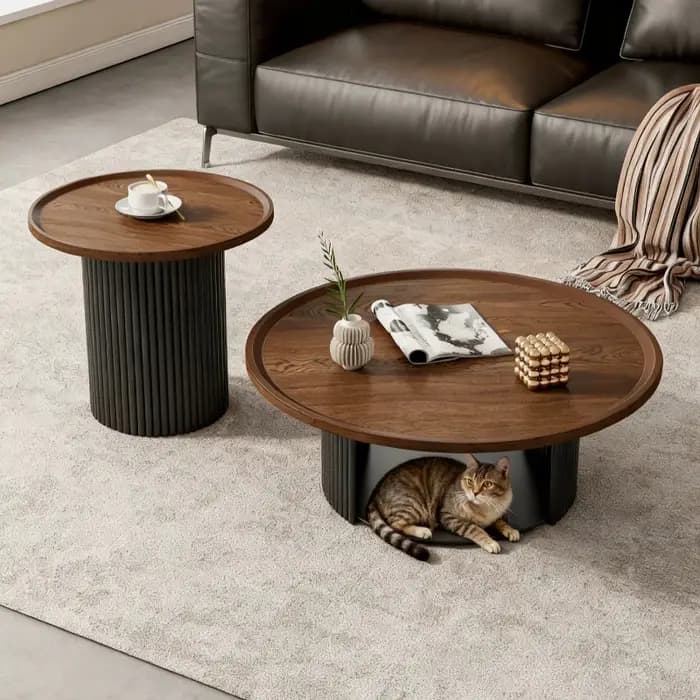 Tables basses rondes en bois