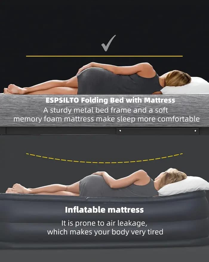 Lit pliant grand format avec matelas - Lit pliant extra large 75''x54'' pour invités, gain de place,