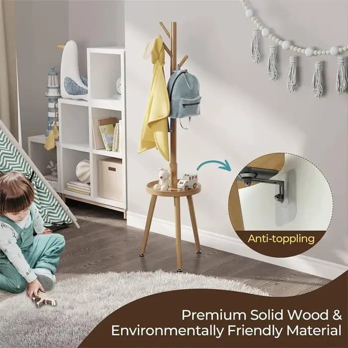 Crochets en bois pour manteau sur pied T1, manteau sur pied, vêtements, arbre avec 8 crochets pour c