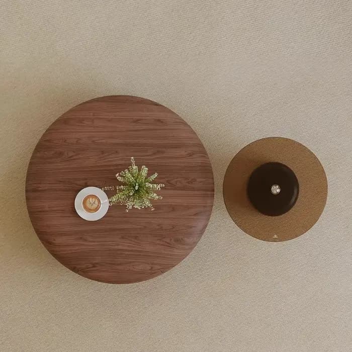 Table basse en bois massif noyer avec rangement