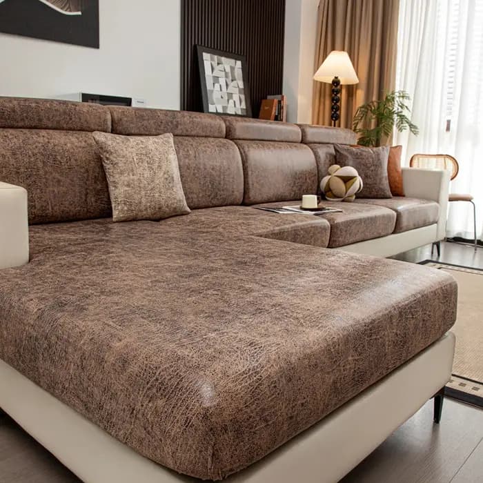 Housses de coussin de canapé aspect cuir, housses de siège extensibles, protection de meubles pour f