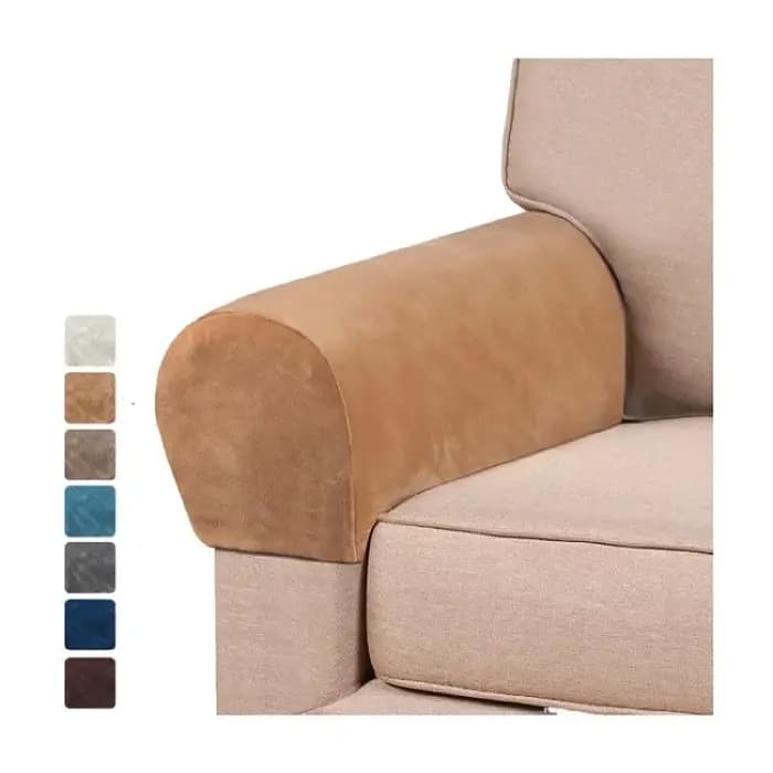 Housse d'accoudoir élastique extensible en velours de luxe